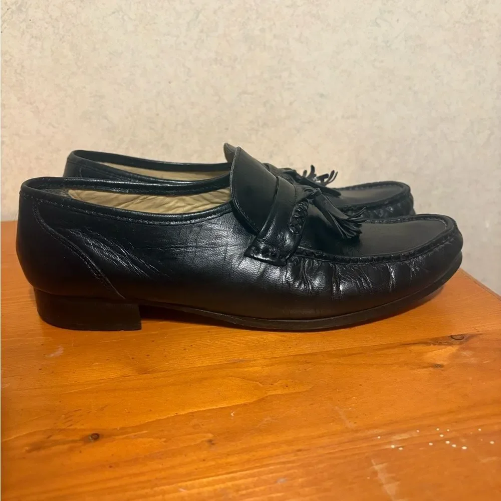 Nunn Bush Classic Black Tassel Moc Toe Leather Loafers Mens Dress Shoes Size 9.5